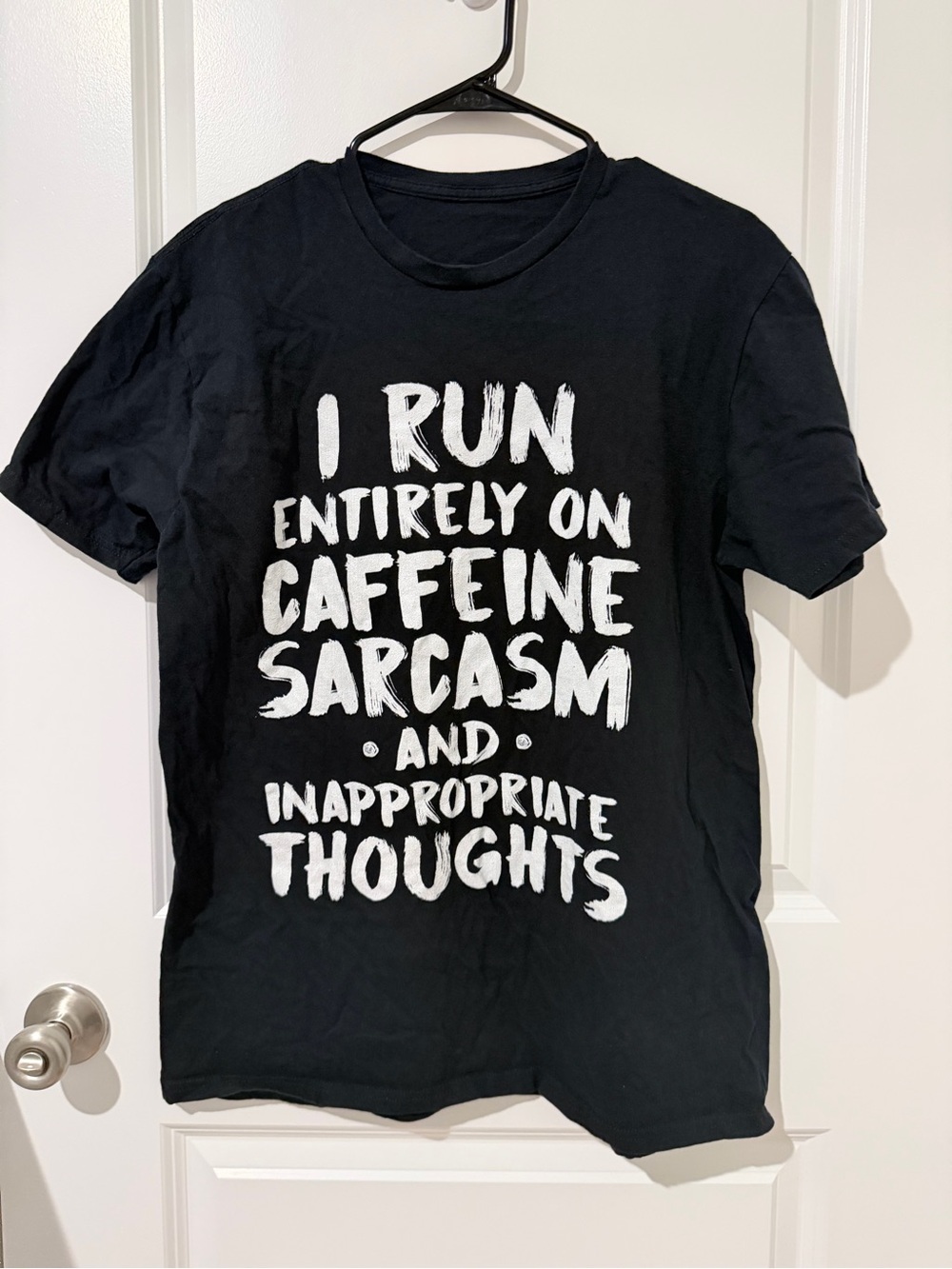 Black Graphic Tee - 'I Run Entirely On Caffeine'
